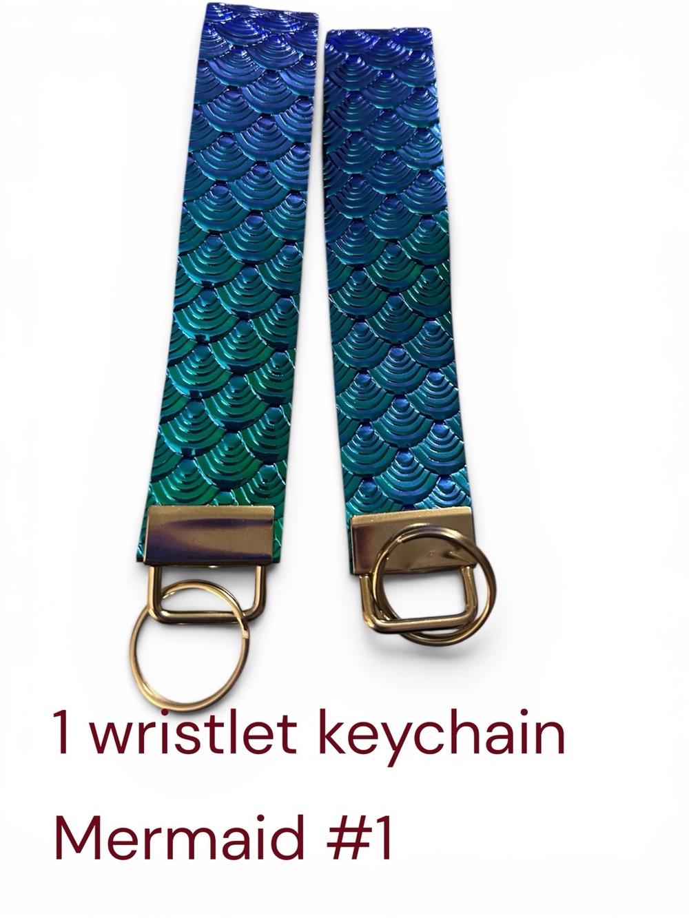 1- Mermaid Pattern Blue-Green Wristlet Keychain #1